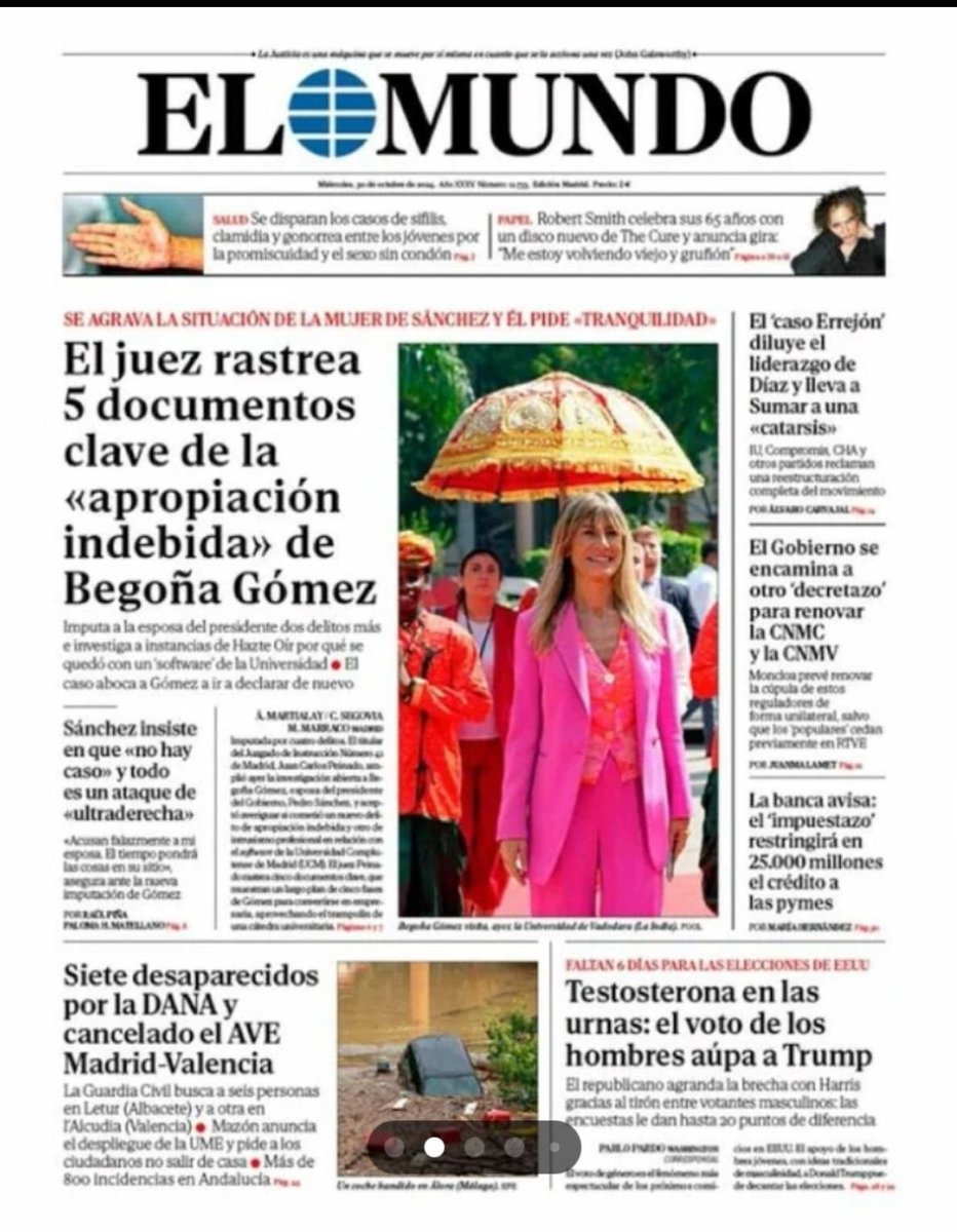 ¿Sabéis cuales fueron las portadas de la prensa ultracentrista de este país al día siguiente de la #Dana, con decenas de muertos ya confirmados? Os ayudo.