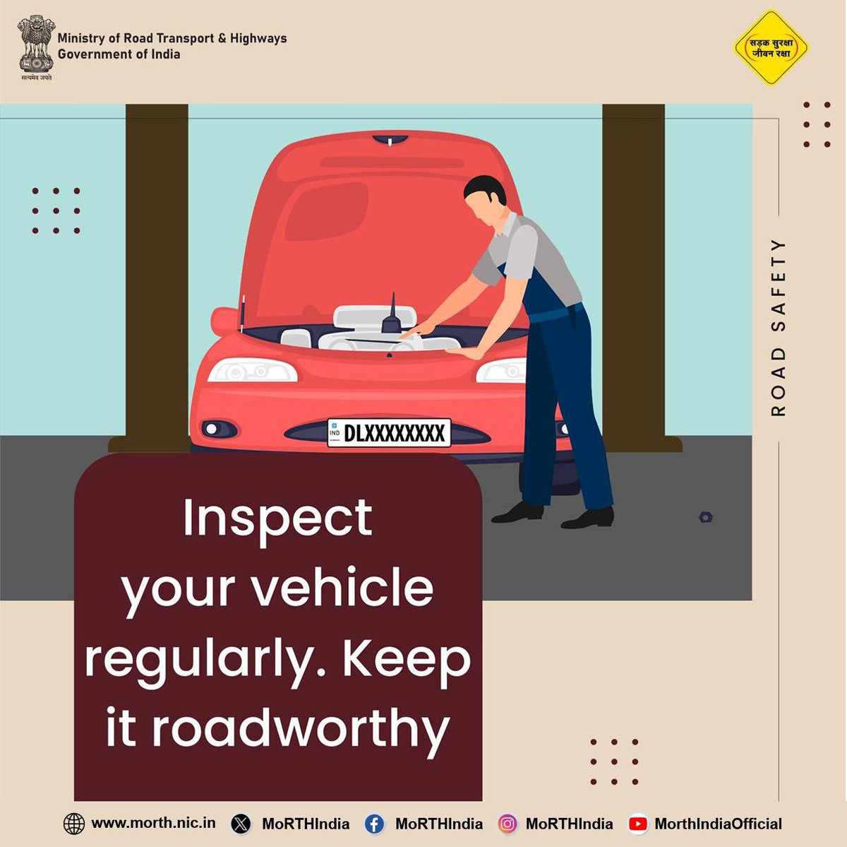 Inspecting your vehicle regularly helps identify faults and reduces the risk of a sudden breakdown on the road. #SadakSurakshaJeevanRaksha #RoadSafety