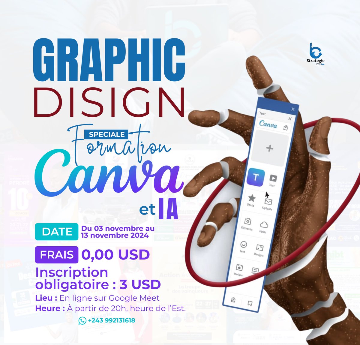 🎨 Formation spéciale CANVA &amp; IA 

La formation se déroulera entièrement en ligne sur Google Meet.

Apprends à créer des visuels professionnels et percutants avec Canva !

👉 Inscris-toi dès maintenant via le lien et rejoins la formation : docs.google.com/forms/d/179Euy…