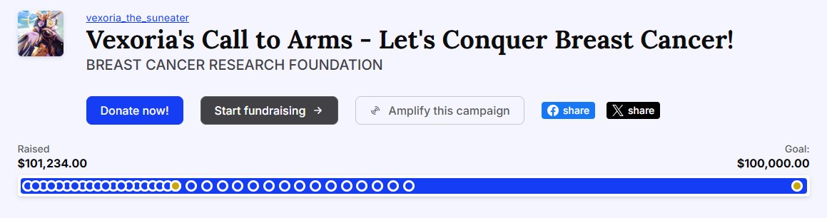 THANK YOU ALL SO MUCH💝

The amount of love and support given to this cause has been awe-inspiring. You raised $100,000 tonight.

Shoutout to our very special cast of <a href="/VexTheSunEater/">Vexoria the Sun Eater 🌞 🐍 BCRF Stream Oct 29th</a>, <a href="/GrimmiVT/">🕯️ Grimmi 🕯️Streamer and Vtuber and Spooky</a>, <a href="/ThePapaMutt/">PapaMutt || VTuber Dog Dad</a>, <a href="/SpiteVtuber/">Spite 🐺 Cerberus Vtuber 🐺</a>, <a href="/ProjektMelody/">Projekt Melody 🍆💦🥯</a>, and to every single person who tuned in