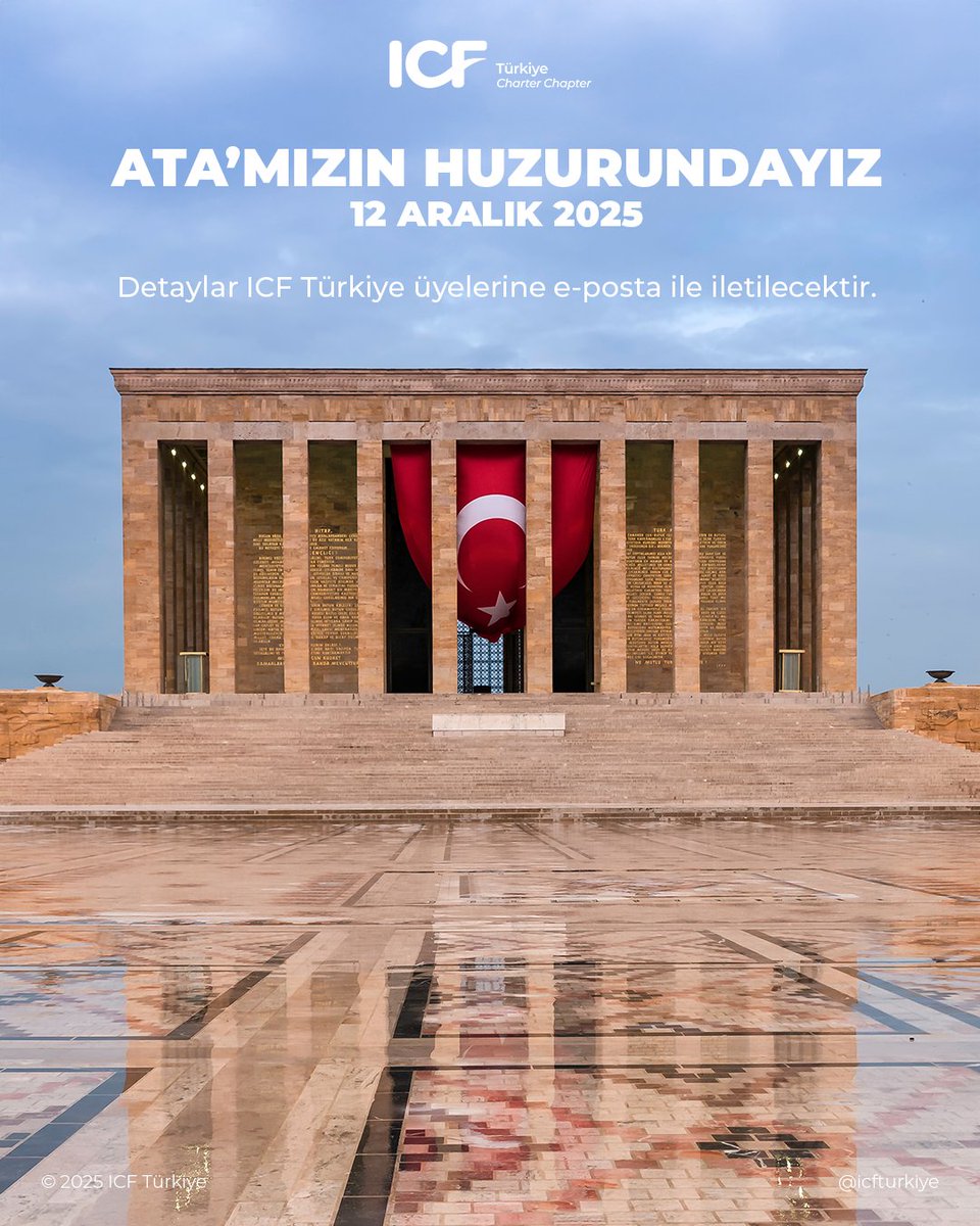 Ata’mızın Huzurundayız. 
Üyelerimize özel bu etkinlik için detaylar ICF Türkiye üyelerine ayrıca mail olarak iletilecektir.
ICF Türkiye’den gelecek mailleri takip ediniz.

#icf #icftürkiye #icfturkey #koçluk #coaching