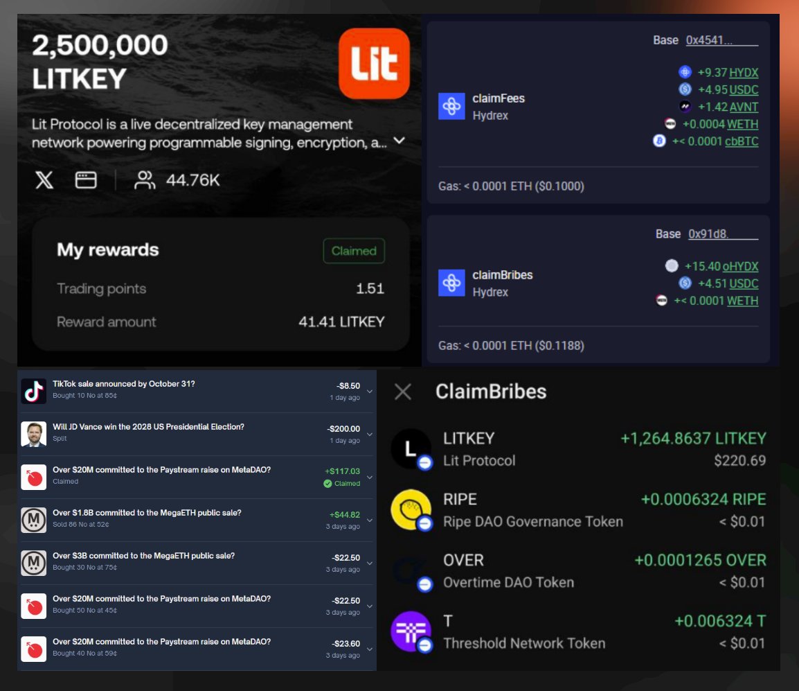 onchainlemon's tweet image. Updates:

Kickstarting my OKX BOOST farm again now that they’re pushing out new projects more often.

Been stacking weekly HYDX and veAero vote rewards, nothing beats passive income. Got another veAero NFT parked with @AutoPilot_xyz for auto votes and rewards.

@Polymarket…