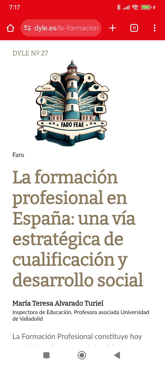 Excelente articulo el de Teresa Alvarado Turiel en el número 27 de la revista DyLE que compartimos. 

dyle.es/la-formacion-p…