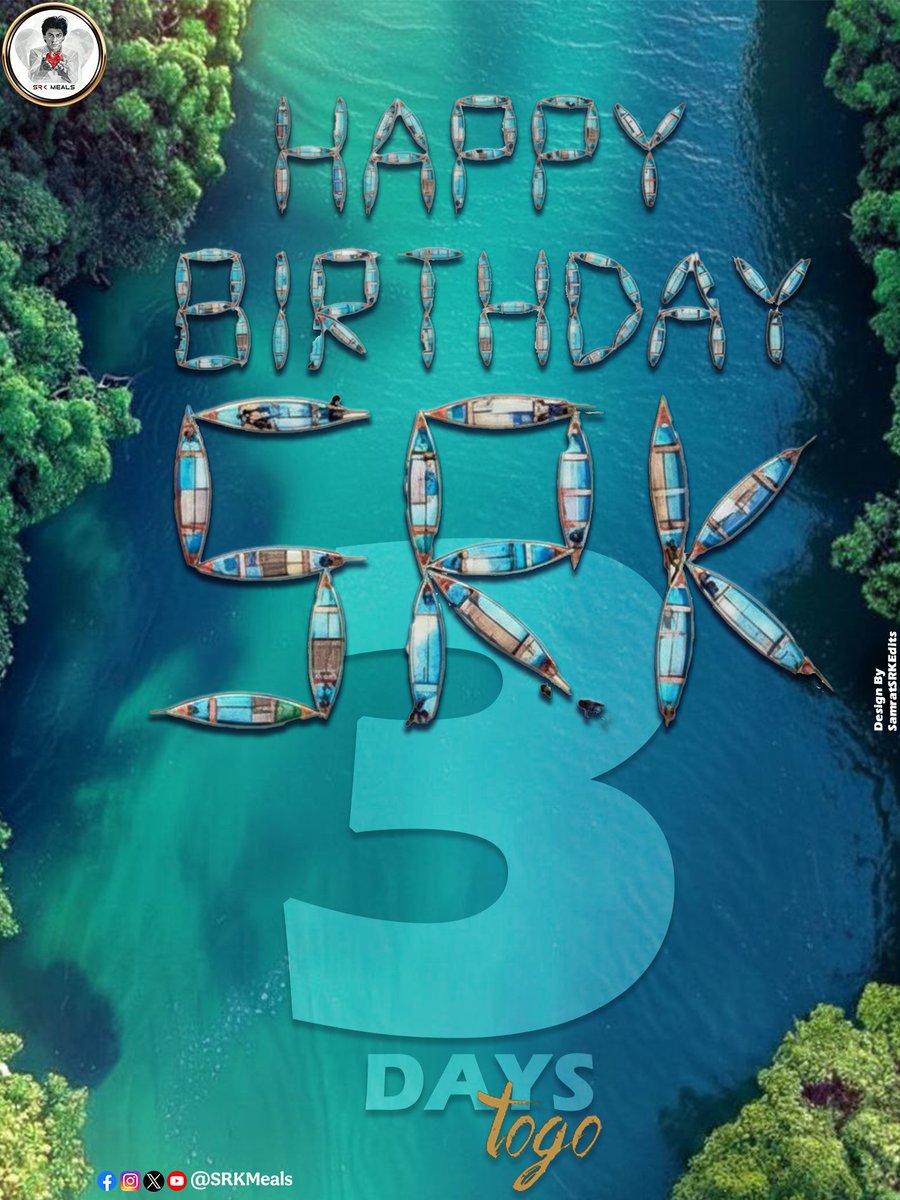 SamratSRKEdit's tweet photo. Just 3 days left before the world celebrates the man who rules hearts — Happy Birthday in advance King Khan! 👑❤️
.
.
.
@iamsrk
.
.
#HappyBirthdaySRK
#3DaysToGoForSRKDay
#KingKhanBirthday
#BollywoodKing
#SRKMania
#SRKFever
#BadshahOfBollywood https://t.co/7zUJwaSn3a