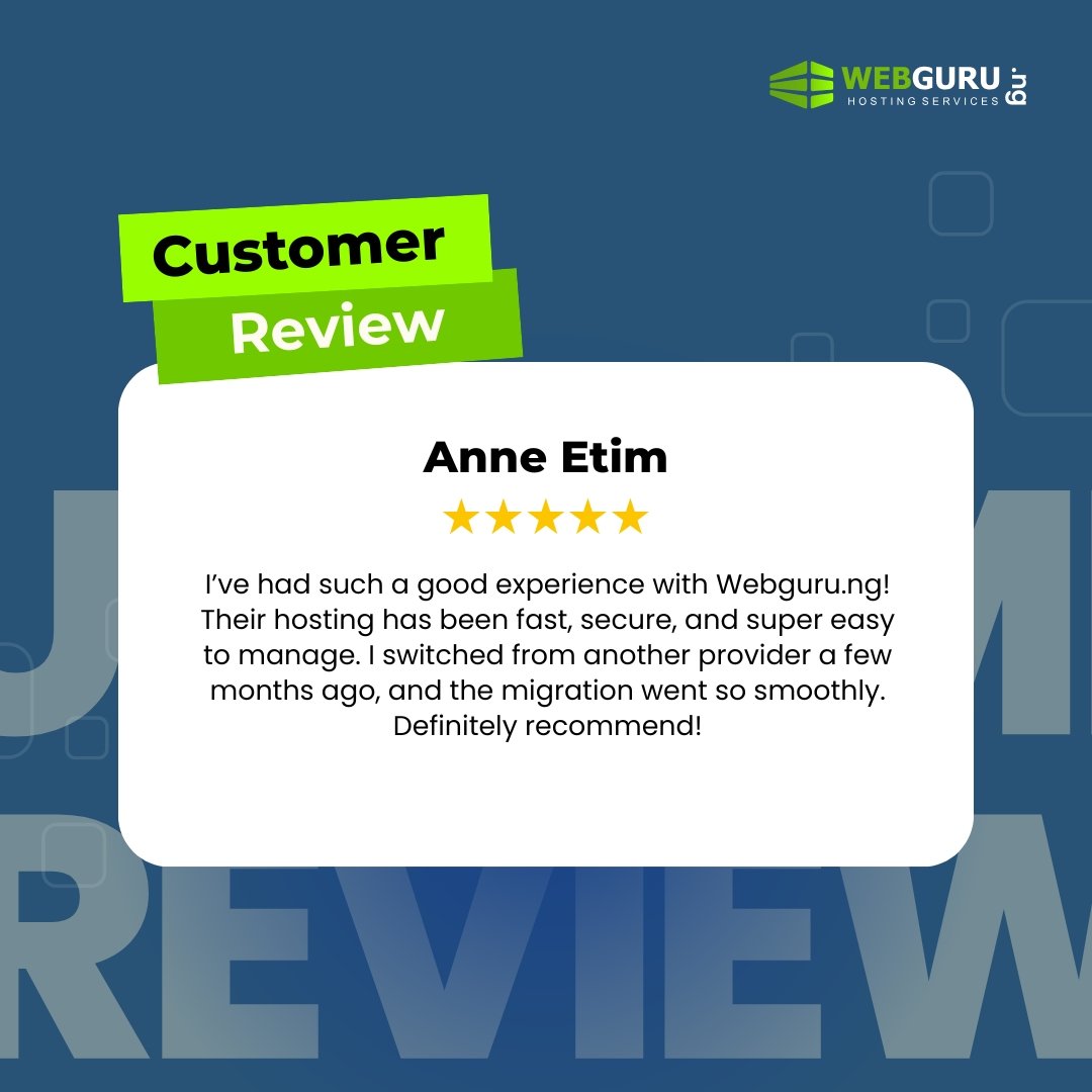 webgurung's tweet image. ⭐  Real results. Webguru.ng — fast, secure, and trusted by businesses that value performance.

Our clients say it best! 💬
Switch to  today and experience hosting that’s fast, secure, and hassle-free.
Visit webguru.ng now.