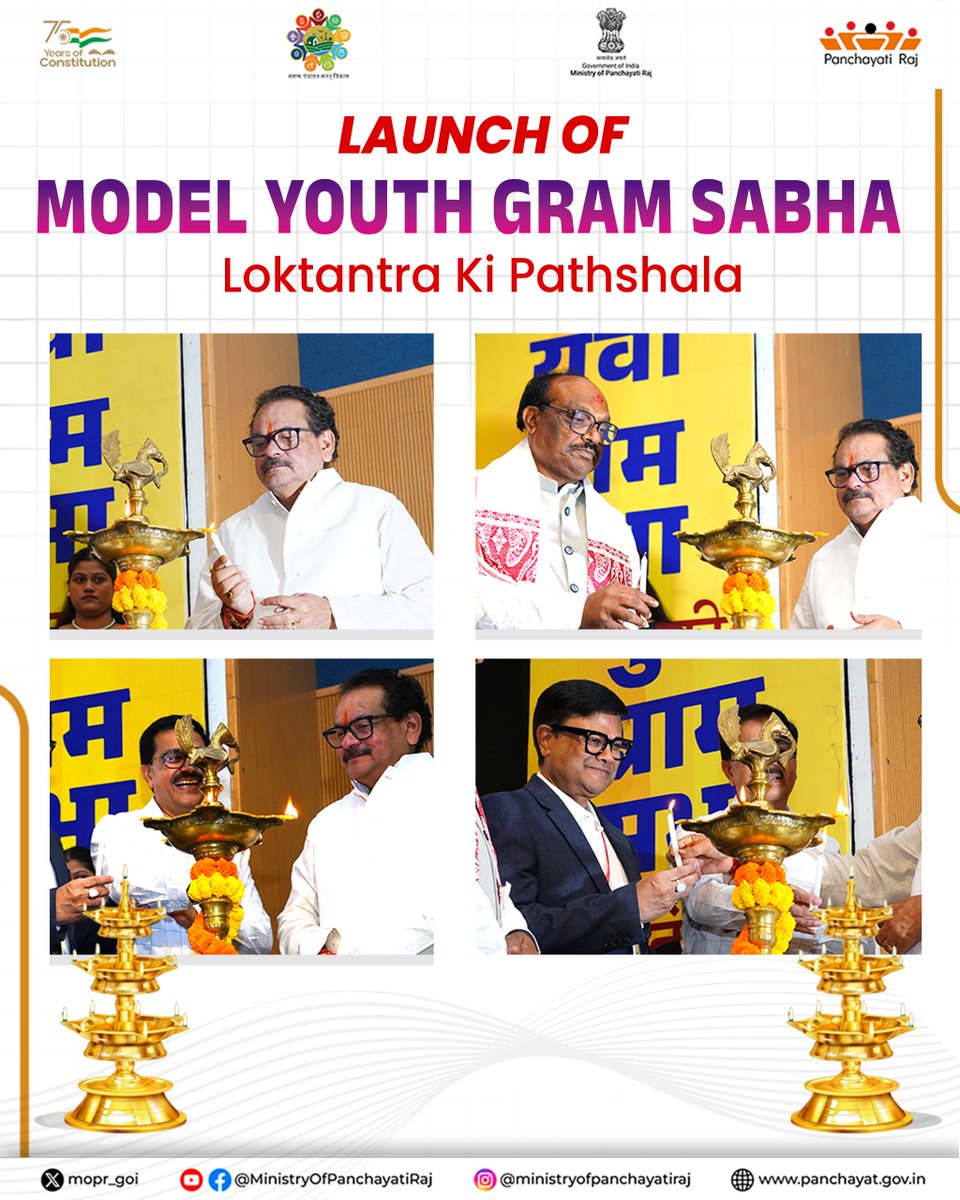 mopr_goi's tweet image. The Launch of Model Youth Gram Sabha commenced with the ceremonial lighting of the lamp by the dignitaries at Dr. Ambedkar International Centre, New Delhi, marking the beginning of an inspiring initiative to foster democratic values and participatory learning among youth.…