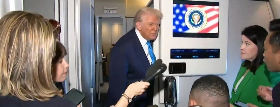 特朗普在空军一号上发表讲话：总的来说，我们基本把想说的都谈到了，内容相当全面。我们会就一些细节发布声明。但总体上，如果0到10分，10是最高，我会给这次会晤打12分。对，我认为是12分。非常重要的是，两国整体关系非常重要，而我认为这次会晤非常好。