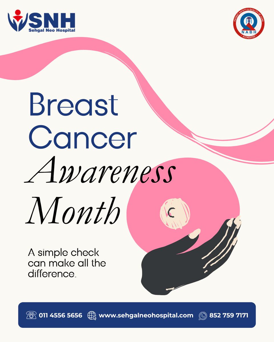 SehgalNeo's tweet photo. 🎗 October is Breast Cancer Awareness Month — early detection saves lives.
A simple self-check can make all the difference. 💗
#BreastCancerAwareness #SehgalNeoHospital #EarlyDetection #BreastHealth #WomensHealth https://t.co/uYkTw6Iu3Z