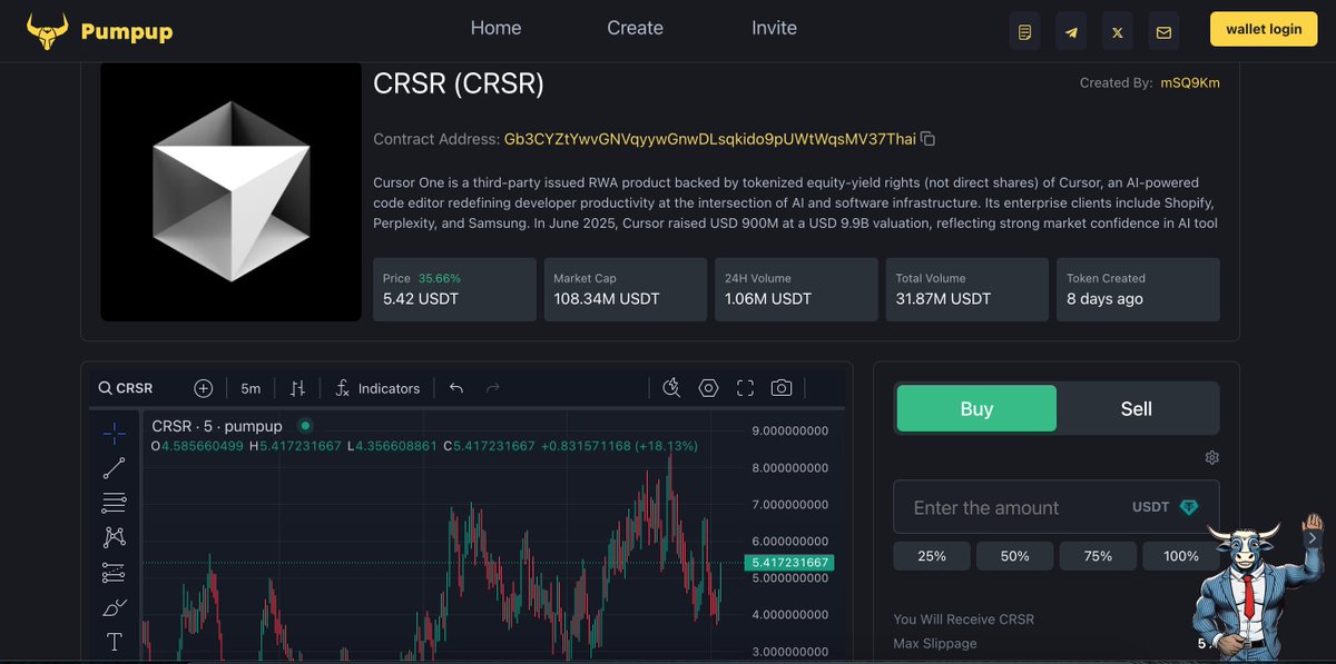 Everyone’s chasing AI alpha.
But the real one just went on-chain.
 Cursor — the AI coding leader — now tokenized as an RWA.
Backed by real equity revenue.
Live. Tradable. Limited.
Only on PumpUp.
#RWA #AI #Cursor #PumpUp