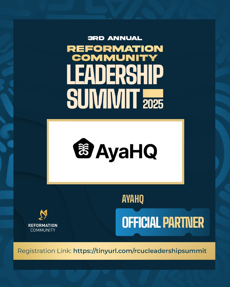 We’re proud to welcome AyaHQ as an official partner of #RCLS2025 — a two-day summit empowering Africa’s next generation of innovators and changemakers.

📍 GIMPA, Accra | 🗓 28–29 Nov 2025
Register: //tinyurl.com/rcucleadershipsummit
Or dial *713*33*382#  to register instantly.