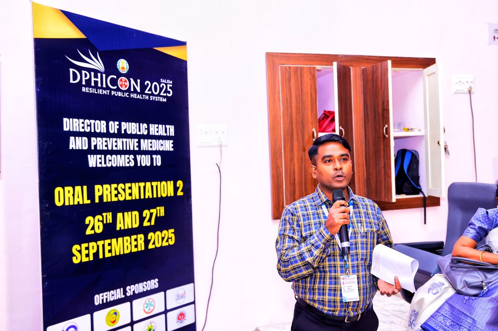 Oral Presentation: One Health.
Presented 'Beyond Silos: One Health SWOT in Tamil Nadu' at #DPHICON2025! 🐾🐄Addressing challenges &amp; opportunities for integrated health.Critical for zoonotic disease prevention! 🦠 <a href="/WHO/">World Health Organization (WHO)</a> <a href="/MoHFW_INDIA/">Ministry of Health</a> <a href="/TNDPHPM/">Directorate of Public Health & Preventive Medicine</a> <a href="/supriyasahuias/">Supriya Sahu IAS</a> #OneHealth #PublicHealth