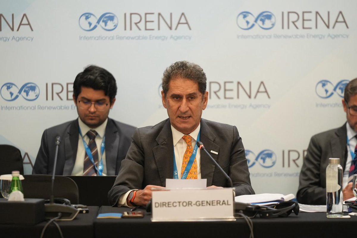 IRENA's tweet photo. Opening the 30th @IRENA Council, DG @flacamera stressed that #renewables are now a foundation of energy security and resilience, yet the current pace remains insufficient to meet the goal of #3xRenewables. โWe need urgent, coordinated action, especially to close gaps in the Global South,โ he said.