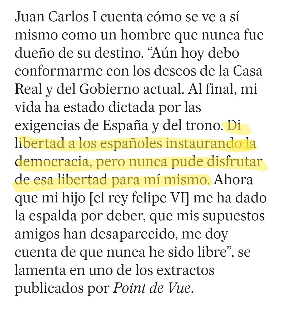 El Emérito, que básicamente ha hecho toda su puta vida lo que le ha salido de los cojones, diciendo q nunca ha podido disfrutar la libertad.
Éste sinvergüenza es, sin lugar a dudas y a muchísima distancia del segundo, el tío con mayores huevazos de la historia de nuestra Españita