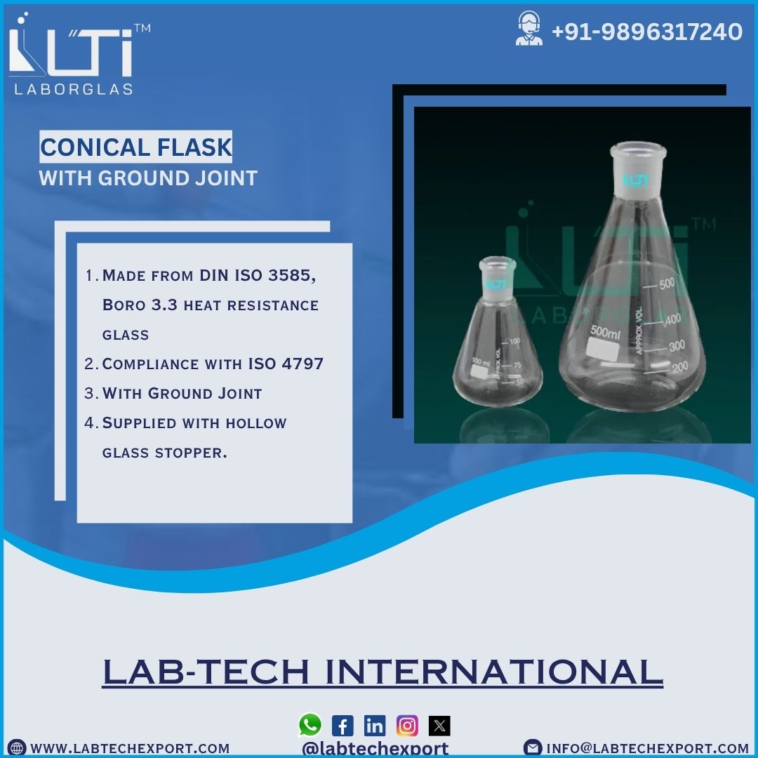 LABTECHEXPORT's tweet image. Conical Flask with Ground Joint

Product Link: labtechexport.com/product/5420-f…

Regards
Lab-Tech International
Contact us-
WhatsApp- + 098020 13010
Email- info@labtechexport.com
Website- labtechexport.com

CONICAL FLASK WITH GROUND JOINT,