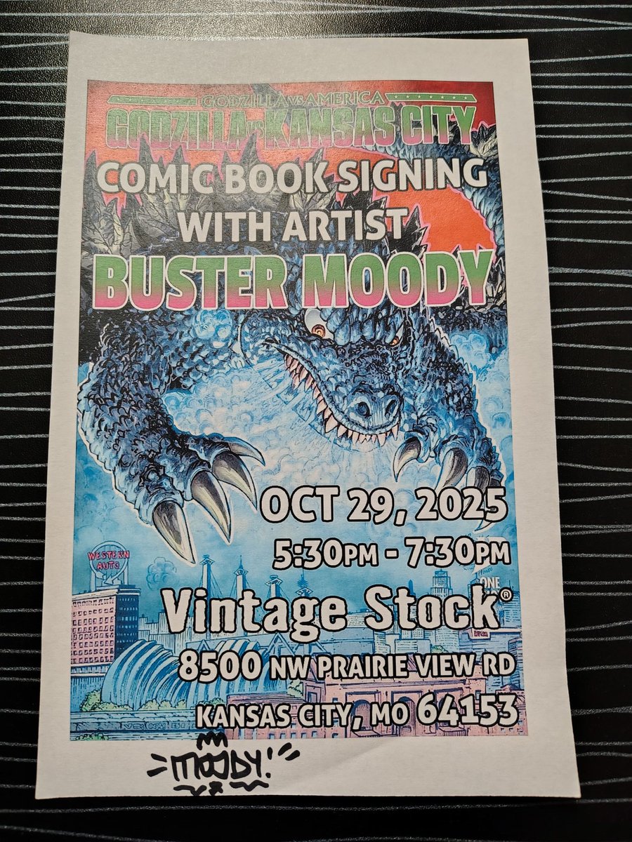 Went to Vintage Stock for Buster Moody's Godzilla vs. Kansas City signing, which was just released today! Bought two variants and a couple prints. #Godzilla #GodzillaVsKansasCity #KansasCity #BusterMoody #Kaiju #IDW
