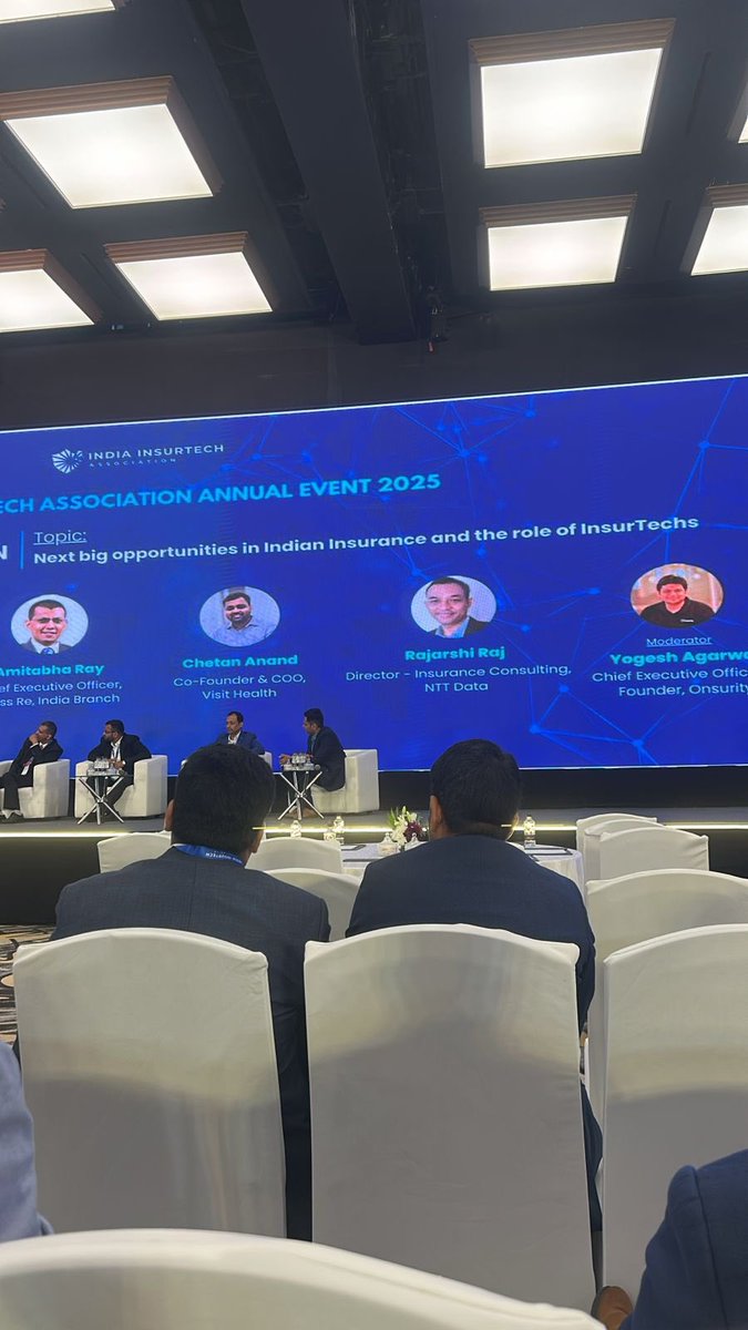 <a href="/BathwalMayank/">Mayank Bathwal</a> <a href="/SidExpress/">Siddharth Choudhary</a> <a href="/preraksethi/">Prerak Sethi</a> Main Stage:

The panel discussion is live on topic - Next big opportunities in Indian Insurance and the role of InsurTechs.

The panellists are Rakesh Jain, Dr. Sandeep Dadia, Amitabha Ray, Chetan Anand and Rajarshi Raj

The panel is emphasising how the entry barriers can be