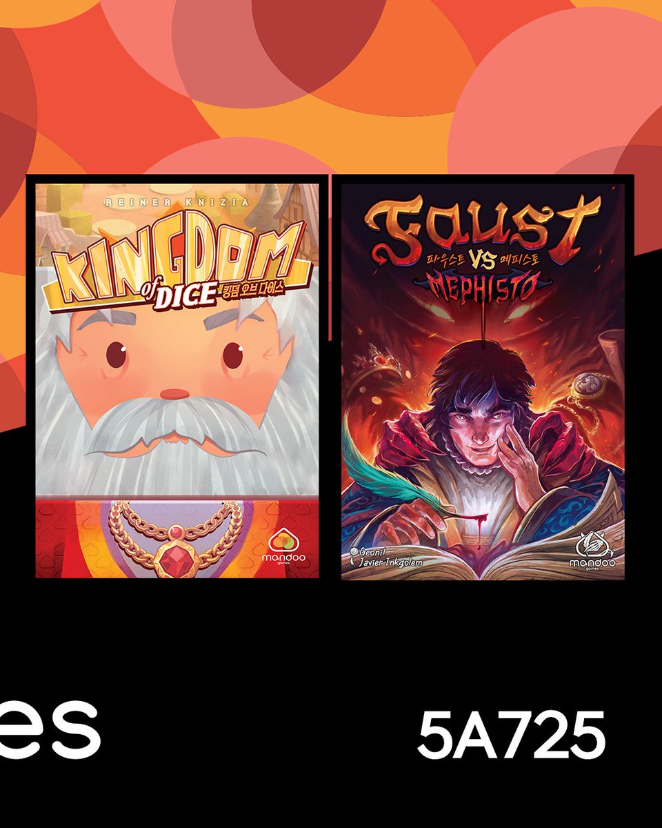 iMandooGames's tweet image. Essen Spielの熱気をそのまま千葉にお届けします！ まもなく #ゲームマーケット で #MandooGames に会いに来てください！どのゲームが一番楽しみですか？
#mandoogames #TGM2025 #Magazine #FaustvsMephisto #GiraffeRaffe #CuptheCrab #KingofDice #ボードゲーム #ボドゲ