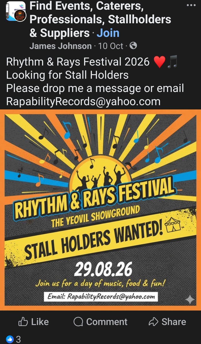 Abby_Normal007's tweet photo. Less than 3 weeks ago Rhythm&amp;Rays was advertising for vendors for Yeovil Showground and selling tickets, a month before that looking for vendors for Dinton Pastures 🤔 3 locations and 2 tickets vendors in 2 months for a festival with 4000 people and camping? #festival #somerset https://t.co/cxc4Q1M4A3