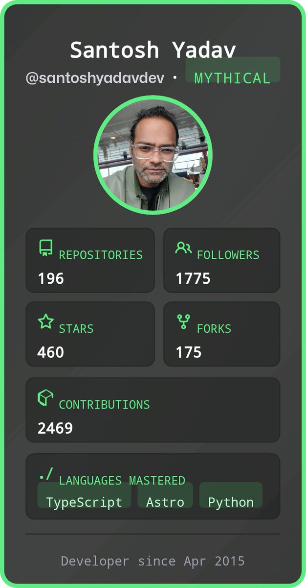 SantoshYadavDev's tweet image. Just created my custom GitHub Universe Devémon card using Octocanvas from #GitHubUniverse 🎴