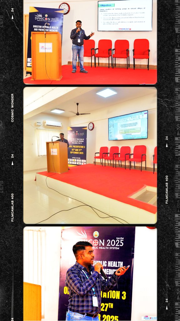 Oral Presentation: #PhysicalActivity.
Shared findings from our Quasi-experimental study on promoting physical activity among rural Self-Help Group women in South India.Community-led fitness is key to NCD prevention! #DPHICON2025 <a href="/TNDPHPM/">Directorate of Public Health & Preventive Medicine</a>  <a href="/supriyasahuias/">Supriya Sahu IAS</a> #Health4All #FitIndia 🇮🇳