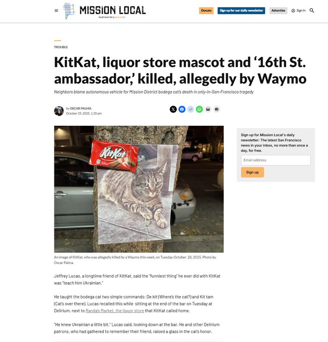 <a href="/cz_binance/">CZ 🔶 BNB</a> <a href="/momomc518/">淡定淡定再淡定</a> <a href="/0xMoon6626/">0xMoon</a> CZ did you see that a cat got ran over by a Waymo autonomous car? RIP KitKat