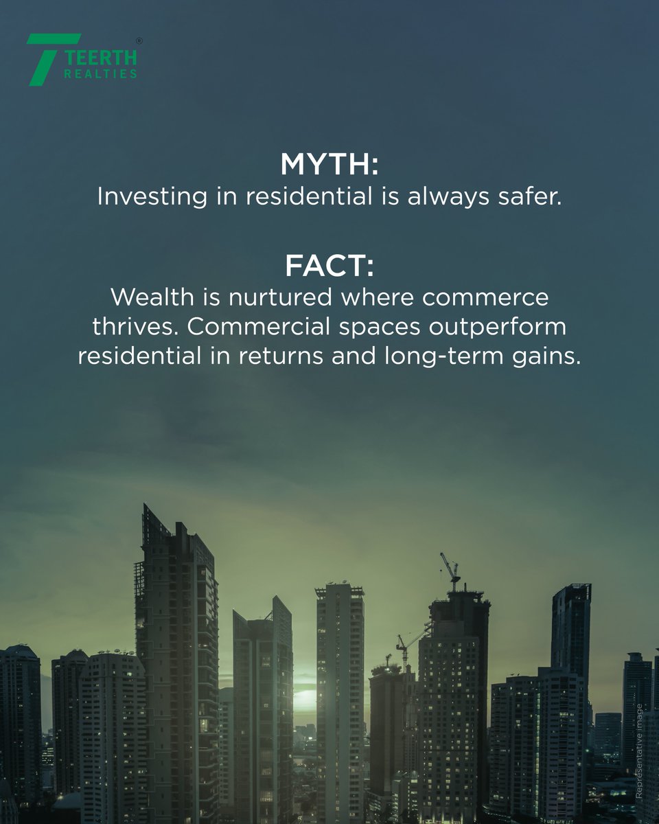 RealtiesTeerth's tweet photo. Think residential is safe? Commercial spaces nurture stronger returns. Think beyond convention. Invest with Teerth.

#TeerthRealties #KnowWithTeerth #InvestWithTeerth #CommercialInvestment #FutureOfBusiness #InvestSmart https://t.co/HVMZOlJ2mq