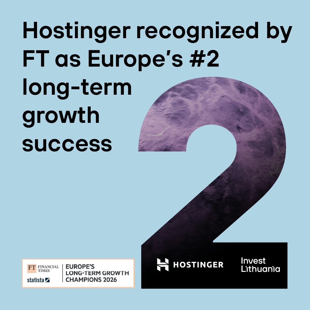 🏆 <a href="/Hostinger/">Hostinger</a> ranks 2nd in the <a href="/FT/">Financial Times</a>’s list of #Europe’s Long-Term Growth Leaders.

With a decade-long CAGR of 84.9%, the #Lithuanian-born company stands among Europe’s most dynamic innovators. ⤵️
ft.com/content/9b6df3…