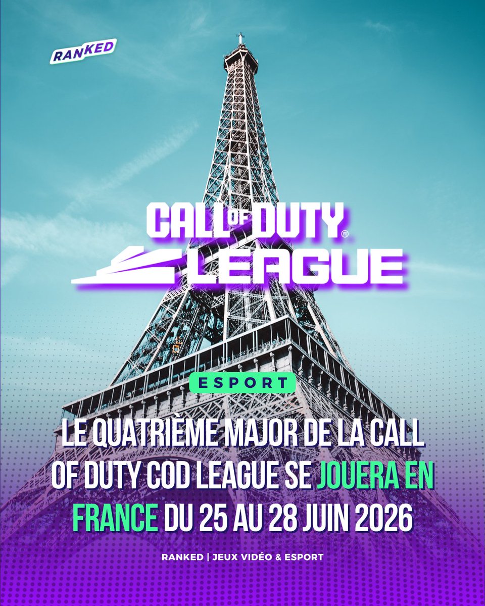 RankedActu's tweet image. 🚨 OFFICIEL ! Le quatrième major de la COD League 2026 se jouera en France du 25 au 28 juin prochain. 

On retrouvera donc @gentlemates  pour la première fois en France sur Call of Duty. 

#codleague #cdl2026 #M8WIN