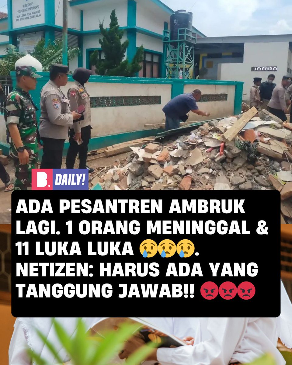 Belum tuntas kasus ponpes Al Khoziny, kini asrama putri di Situbondo ambruk. 

Netizen minta kasusnya diusut tuntas dan ada yang bertanggung jawab, biar tak terulang lagi!