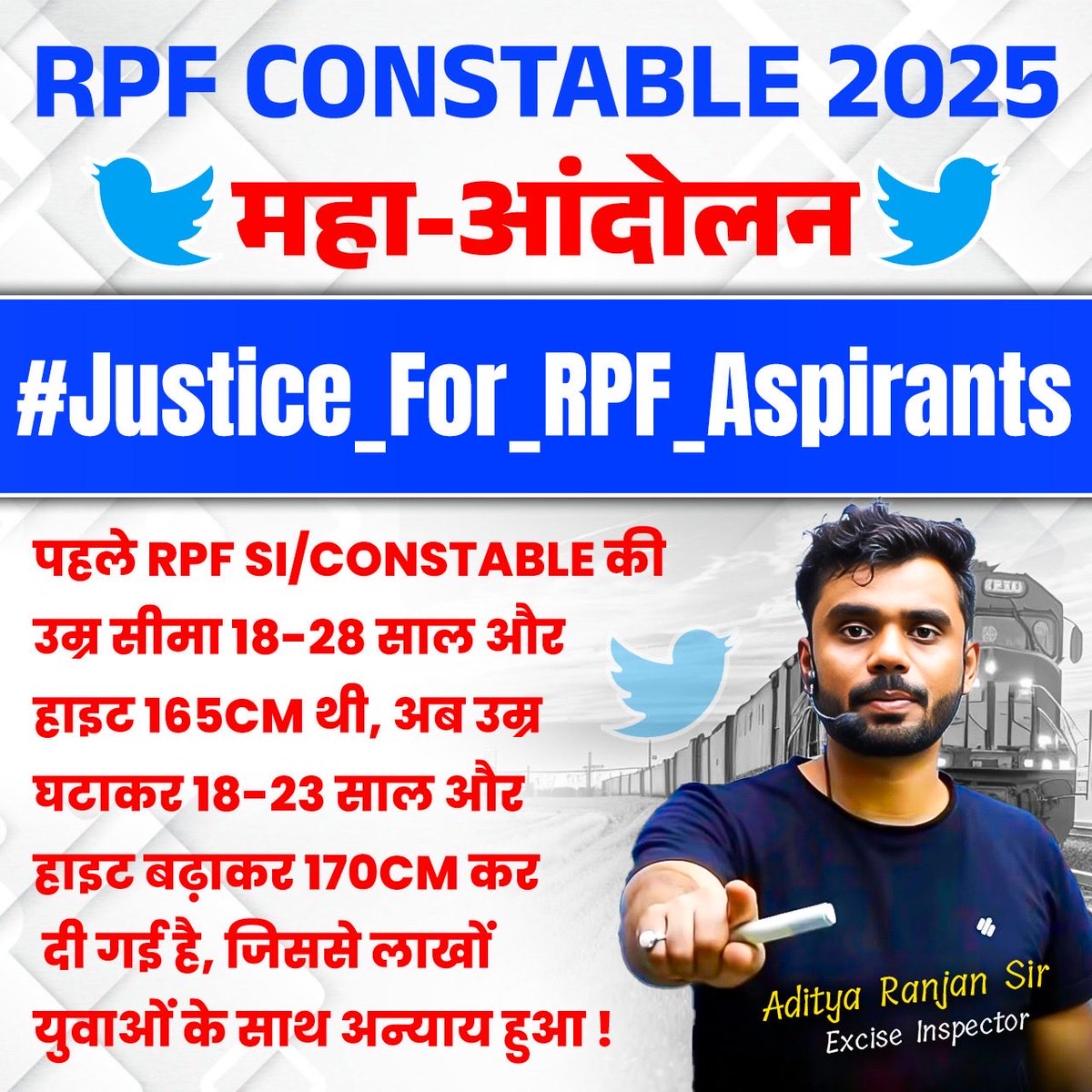 Meena_G0's tweet photo. RPF भर्ती पात्रता बदलकर बेरोजगारों की जिंदगी के साथ खिलवाड़ करना बंद करो.।!!🙏

#Justice_For_RPF_Aspirants https://t.co/0D9QR9eE3i