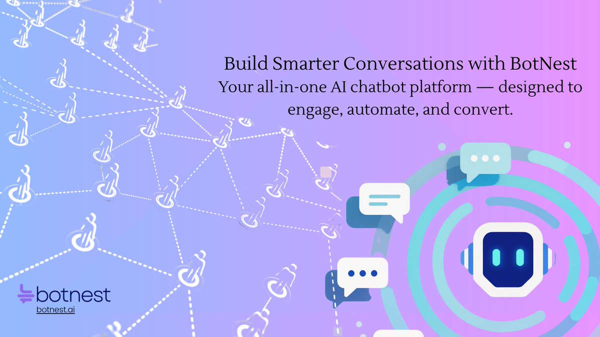 botnest_ai's tweet image. Meet BotNest — your all-in-one AI chatbot builder! Create bots that learn, adapt, and respond like humans — no coding required.
Smarter chats, happier customers. 

Explore now: botnest.ai
#AIChatbot #Automation #StartupTools