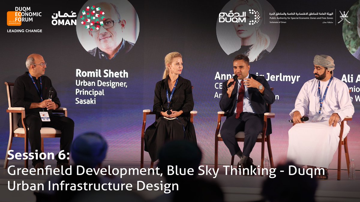 DuqmEconomicFrm's tweet image. Reimagining the future of cities starts with bold ideas and sustainable design.
Session 6 explores #GreenfieldDevelopment and Blue Sky Thinking, shaping Duqm’s next-generation #urbaninfrastructure with insights from global and Omani experts.
#DuqmEconomicForum2025 #Duqm #Oman