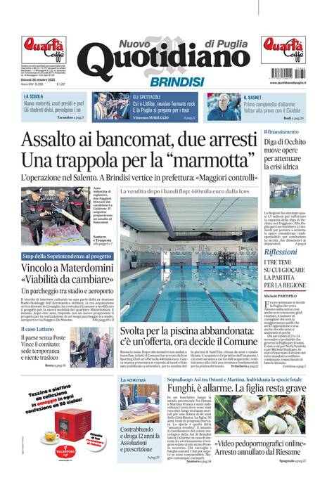 Ecco la prima pagina di oggi
Offerta speciale: 9€ al mese per 1 anno
Scopri l'Offerta shop.quotidianodipuglia.it/social?utm_sou…