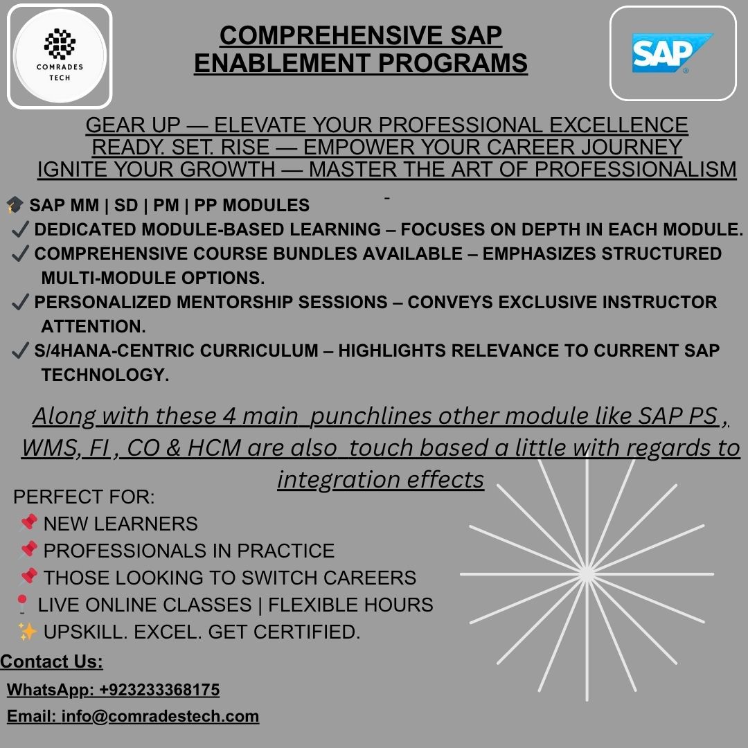 ComradesTechSAP's tweet photo. #SAP #SAPTraining #SAPConsultant #SAPLearning #SAPCareer #SAPEducation #SAPCertification #SAPModules #SAPImplementation #SAPDigitalTransformation

#SAPMM #MaterialsManagement #SAPProcurement #SAPInventory #MMTraining #ProcureToPay #SAPMMConsultant #SAPMMTraining https://t.co/yBdSxbK6Jm