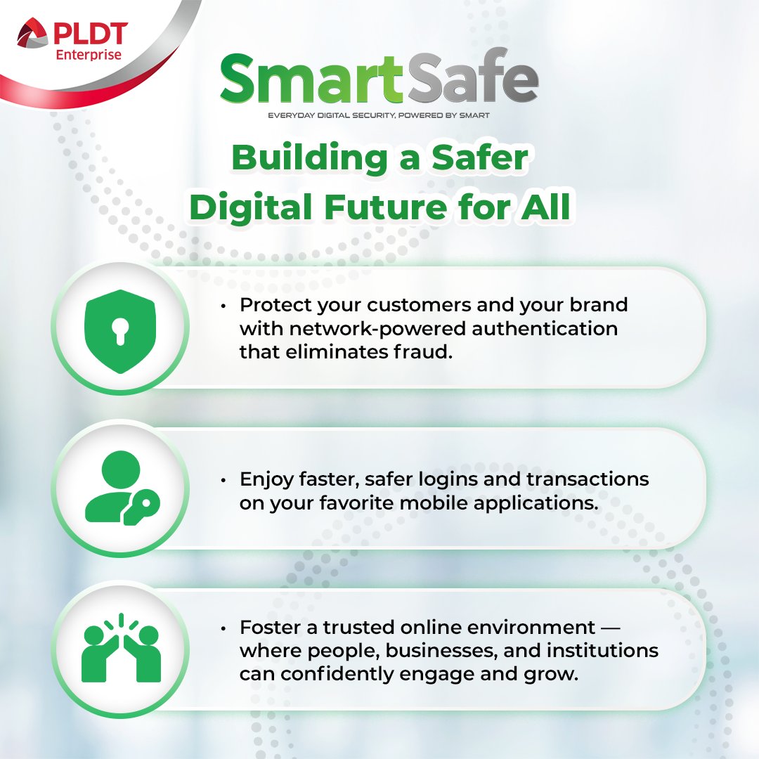 PLDTEnterprise's tweet image. With SmartSafe, @pldt and @LiveSmart, through PLDT Enterprise, are making everyday digital security effortless — no OTPs, no friction, no scams.

🔗 Learn more: bit.ly/pldtenterprise…

#SmartSafe #SilentAccess #SilentAuthentication #MobileSafety #CommittedToYourSuccess