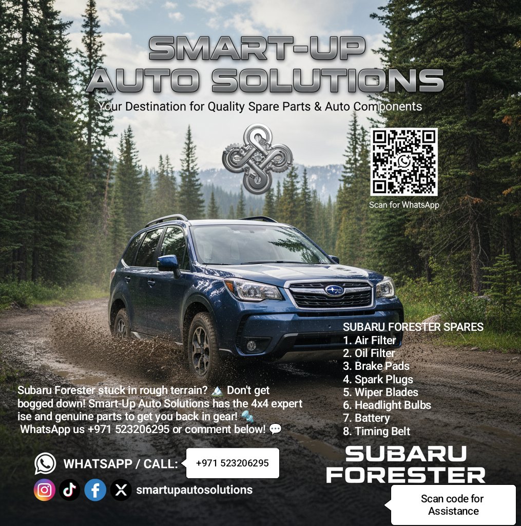 SmartUpAuto's tweet photo. Forester frustrations? 🤯 We've got the fix! 🌟 Smart-Up Auto Solutions: Genuine Subaru parts &amp; expert advice. Get back to exploring! 📲 +971 523206295 #SubaruForester #SmartUpAutoSolutions #AdventureReady https://t.co/j1zGOjWIUT