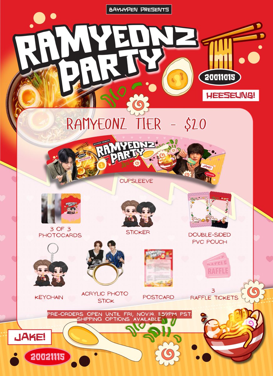🍜RAMYEONZ PARTY TIER REVEALS 🍜
Forms and detailed information on tier inclusions on our instagram post! 

instagram.com/p/DQa0hSvkfZ1/…

📅Saturday November 15th 
⏰ 1:00 pm - 6:00 pm 
📍 A Sack of Potatoes SJ

chibi art by <a href="/jellyjakeu/">jelly</a> 
pubmat cupsleeve + pc pouch <a href="/anywhernear/">iya 🎵 – open</a> 
tysm!