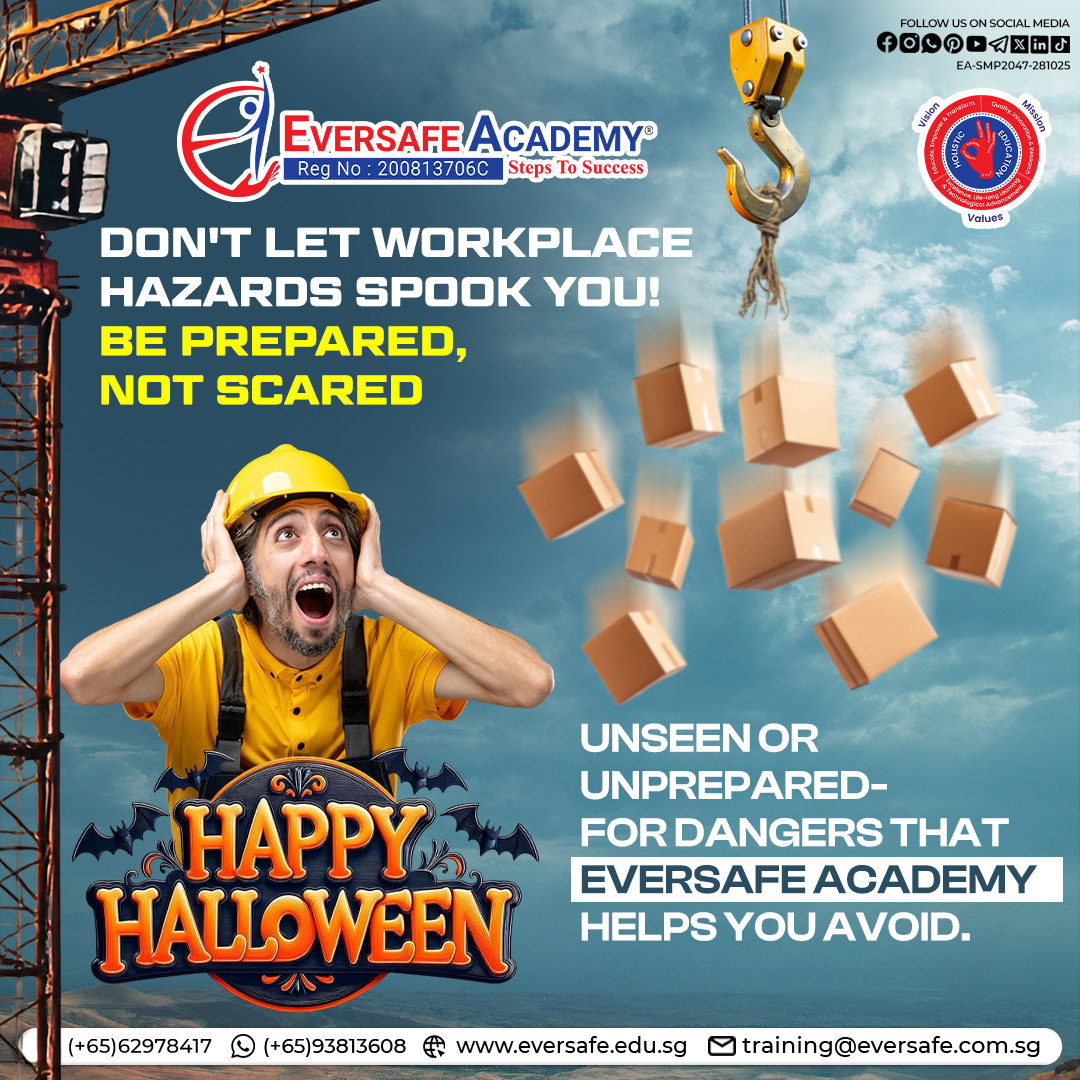EversafeAcademy's tweet image. Don&apos;t Let Workplace Hazards S P O O K Y O U! 👻  |  EVERSAFE Academy® Singapore !
📲 WhatsApp: 📱 bit.ly/3JKmp0J
#WorkplaceHazards #SafetyTraining #WSHCourse #BePreparedNotScared #HalloweenSafety #HappyHalloween #SafetyCulture #FallingObjects #RiskManagement