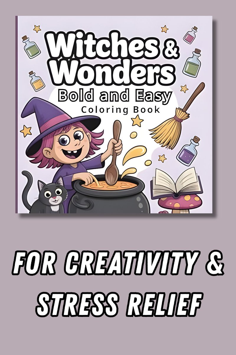 Transform your downtime into a magical adventure with "Witches &amp; Wonders." From enchanting witches to playful pumpkins, every page invites relaxation and stress relief. Get your copy today! 🍂🌌 

Visit now—tinyurl.com/3mcvad46

#MindfulArt #StressRelief #WitchyArt