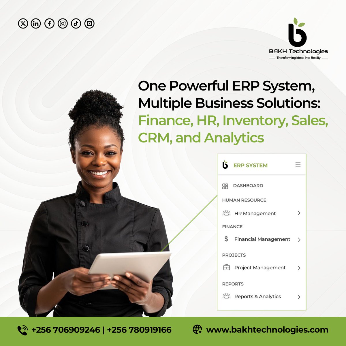 BAKH_Tech's tweet image. One system. Endless possibilities. 🚀
Manage Finance, HR, CRM &amp;amp; more; all with BAKH ERP.
📞 +256 706 909 246
🌐 bakhtechnologies.com
👉 #GetAQuote 

#ERPSystem #BAKHTechnologies