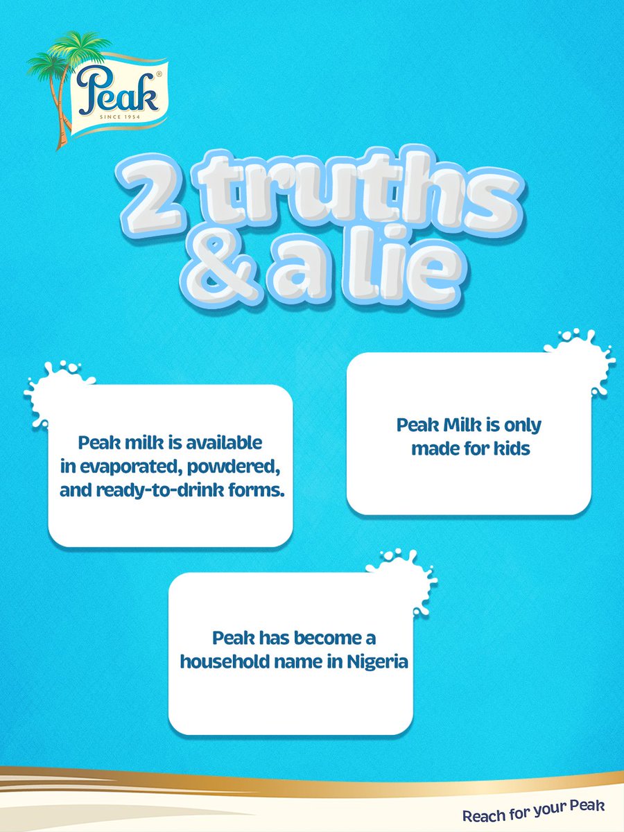 Can you spot the fib about your favorite Peak Milk? 🤔. Tell us which statement is the lie in the comments! 👇
 #PeakMilk