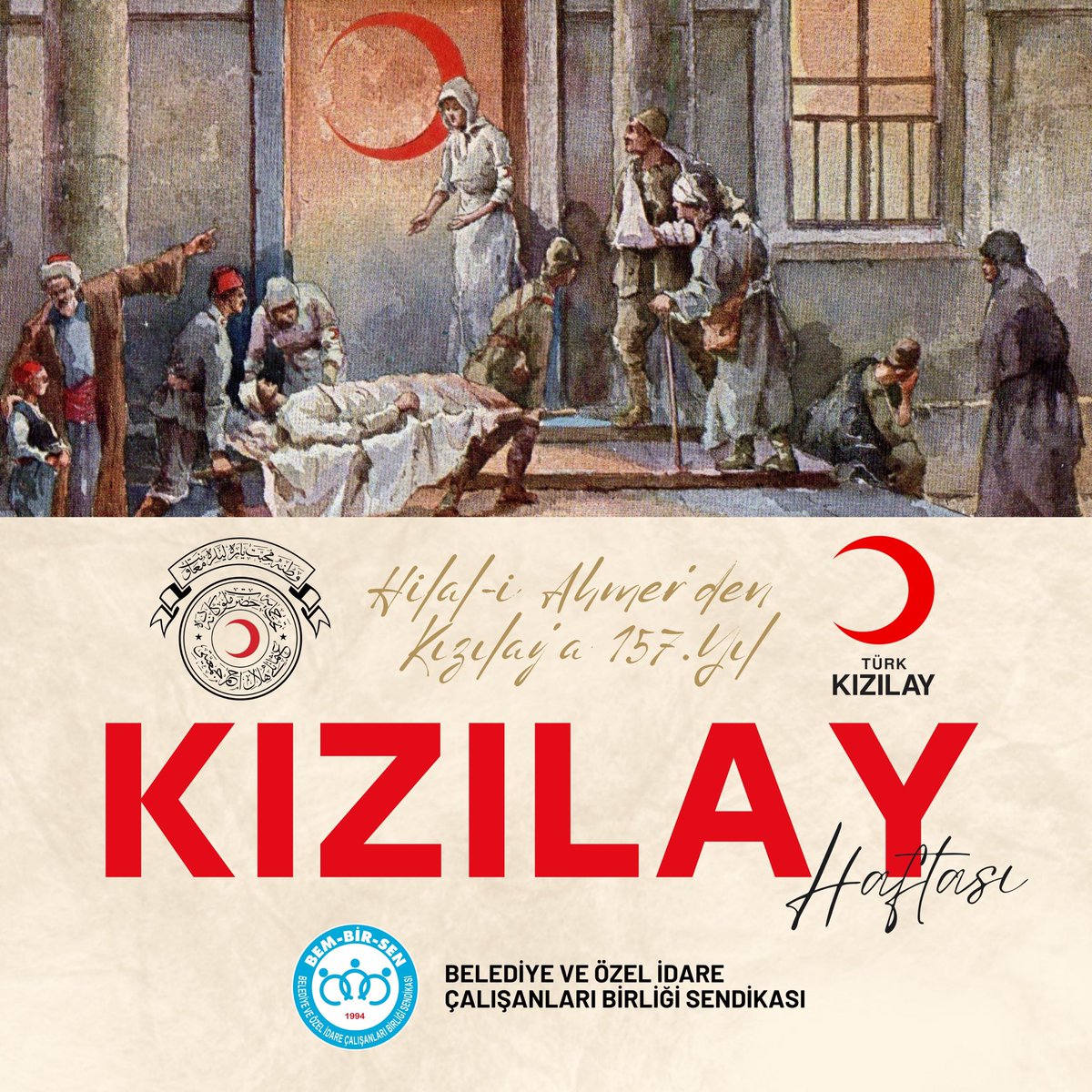 Aziz Milletimizin 
Türkiyemiz ve dünyanın dört bir tarafındaki şefkat eli olan <a href="/Kizilay/">Türk Kızılay</a> 'ın 157’inci yaşı kutlu olsun.

🇹🇷Hilal-i Ahmer'den bu yana canla başla insanlığa hizmet veren tüm gönüllüleri şükranla yâd ediyoruz.

"İyilik Hilalimiz Kızılay’a Şükranlarımızla"