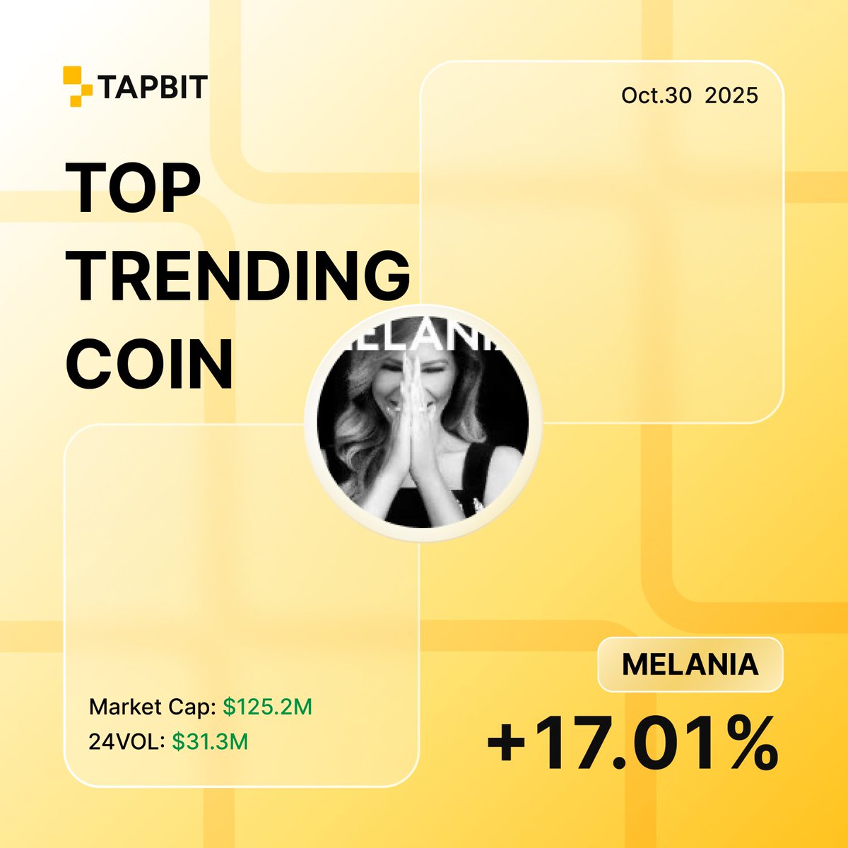 TapbitArabic's tweet image. 🚀 الأكثر تداولاً على تابيت — $MELANIA

تواصل عملة @MELANIATRUMP إثارة الضجة في سوق العملات الميميَّة مع صعود قوي جديد. 📈  
سيدة العملات الميميَّة الأولى لن تغادر المسرح قريباً. 👀  

⚡ تداول $MELANIA الآن على تابيت:  
👉 tapbit.com/auth/PBMLTTK  

#Tapbit #الأكثر_انتشاراً…