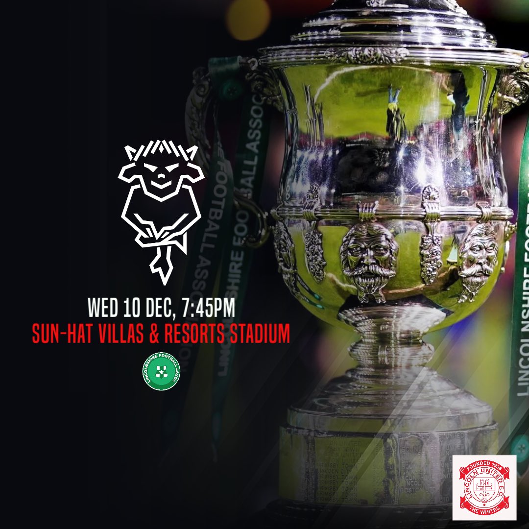 ℹ️ Our <a href="/LincolnshireFA/">Lincolnshire FA</a> County Senior Cup quarter final against <a href="/LincolnCity_FC/">Lincoln City FC 🇺🇦</a> has been postponed. 

A new date has been agreed for Wednesday 10th December at the Sun-Hat Villas &amp; Resorts Stadium. 🗓️