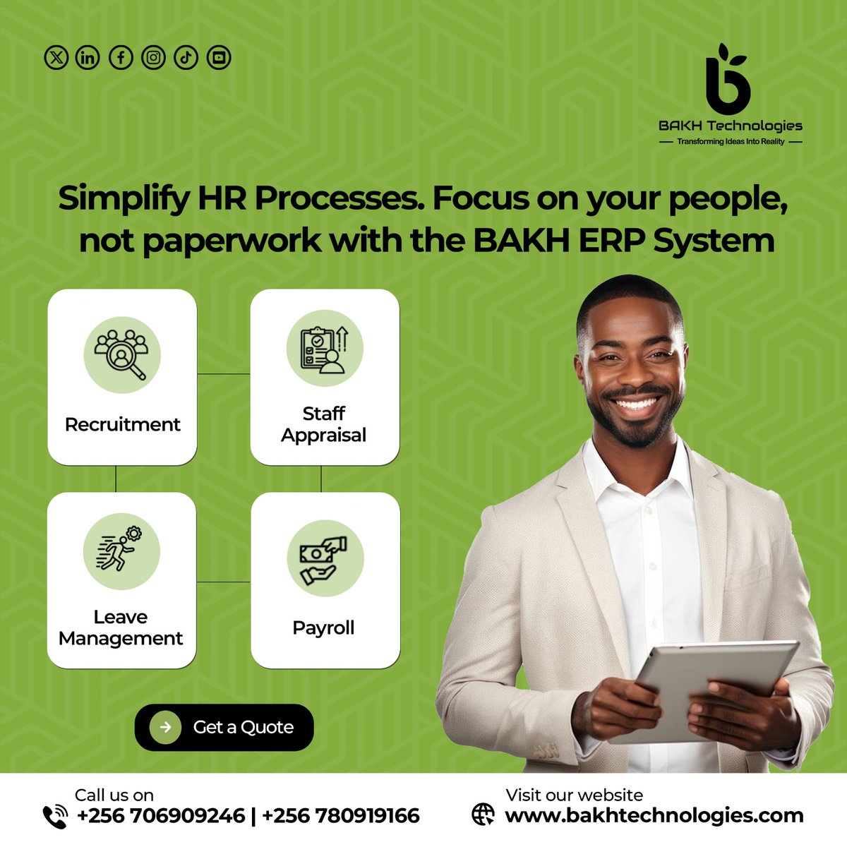 BAKH_Tech's tweet image. Simplify HR, empower your team 💼
Recruitment ✔️
Appraisal ✔️
Payroll ✔️
Leave ✔️

All in one — BAKH ERP System
📞 +256 706 909 246
🌐 bakhtechnologies.com

#HRTech #ERP #BAKHTechnologies