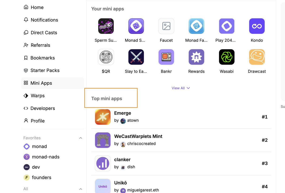 🔸感觉<a href="/farcaster_xyz/">Farcaster</a>现在想撒钱造势：
之前订阅Pro会员就给你空投代币，一波收回订阅费；
然后是Mini app活跃用户获得Monad空投，麻了；
再是前几天，1U成本铸造NFT，卖出净享200U收益，打到即赚到。

我觉得可以多花时间搞一搞，一方面是为了farcaster空投，一方面也是为了Base空投。