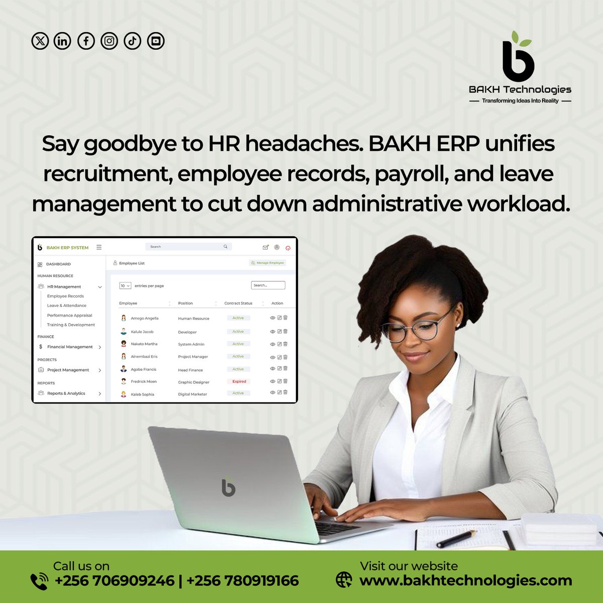 BAKH_Tech's tweet image. HR shouldn’t be a headache 😌
Manage recruitment, payroll &amp;amp; leave in one ERP system; BAKH ERP.

📞 +256 706 909 246
🌐 bakhtechnologies.com

#ERP #HRTech #BAKHTechnologies