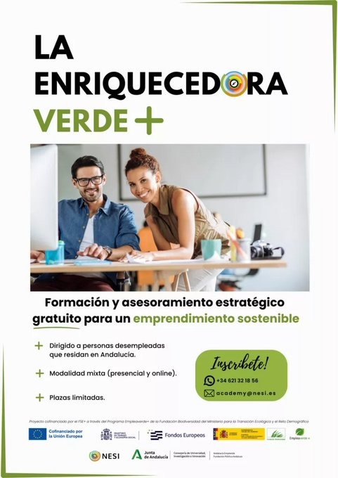 cadesevilla's tweet photo. Todavía puedes inscribirte 👇

🌀¿Estás desempleado/a, resides en #Andalucía y quieres mejorar tu perfil profesional? 

🌿𝗟𝗮 𝗘𝗻𝗿𝗶𝗾𝘂𝗲𝗰𝗲𝗱𝗼𝗿𝗮 𝗩𝗲𝗿𝗱𝗲+ @nesiforum

📚Formación y asesoramiento gratuito.

ℹ️ Accede a +info: https://t.co/X54OgdRvUV

#EmpleaverdePlus https://t.co/6CWgb1325R
