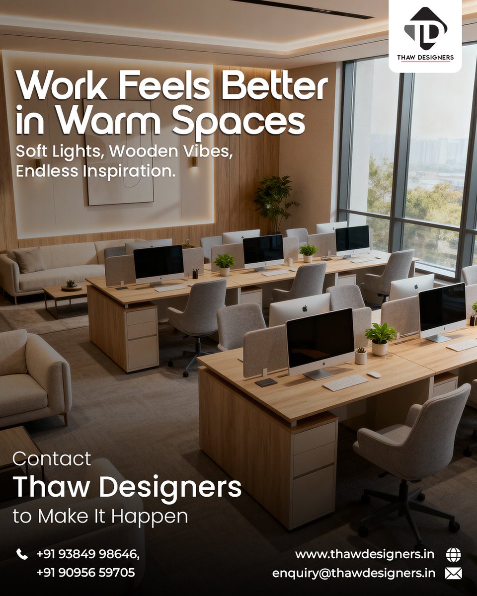 thaw_Designers's tweet photo. At Thaw Designers, we believe comfort fuels creativity.
From soft lights to wooden textures 
As the Best Office Interior Designers in Coimbatore, we create spaces that reflect elegance, warmth, and purpose.

📩enquiry@thawdesigners.in
📍 Coimbatore 

#BestOfficeInteriorDesigners https://t.co/h5E8Eeub3x