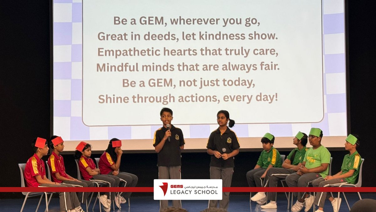 #BeAGEM! Our Grade 6 students shared how kindness, respect, and empathy can make our school shine brighter — because when we choose to be kind, we build gratitude, trust, and lasting friendships.
#GEMSLegacySchool #GEMSEducation #KHDA